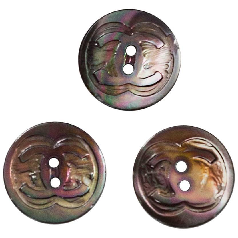 Chanel Iridescent Three CC Glass 18mm Buttons