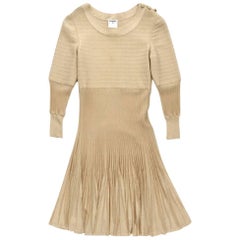 CHANEL Dress in Beige Viscose and Stretch silk Size 34FR