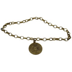 Chanel Vintage Belt / Necklace in Gold Plated Metal with Double C Medallion