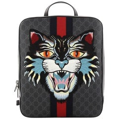 Gucci Angry Cat Web Backpack GG Coated Canvas with Applique Medium