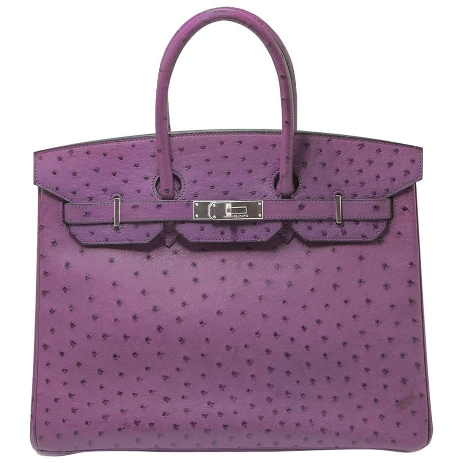 Hermès - Authenticated Birkin 35 Handbag - Ostrich Pink for Women, Good Condition