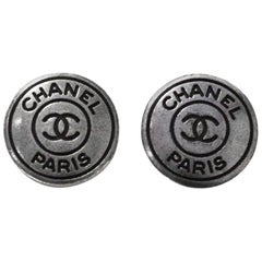 Chanel Antiqued Silver & Black CHANEL PARIS CC 20mm Buttons