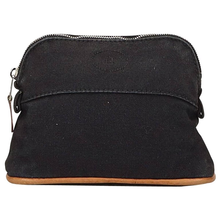 Black Hermes Canvas Bolide Pouch For Sale at 1stDibs