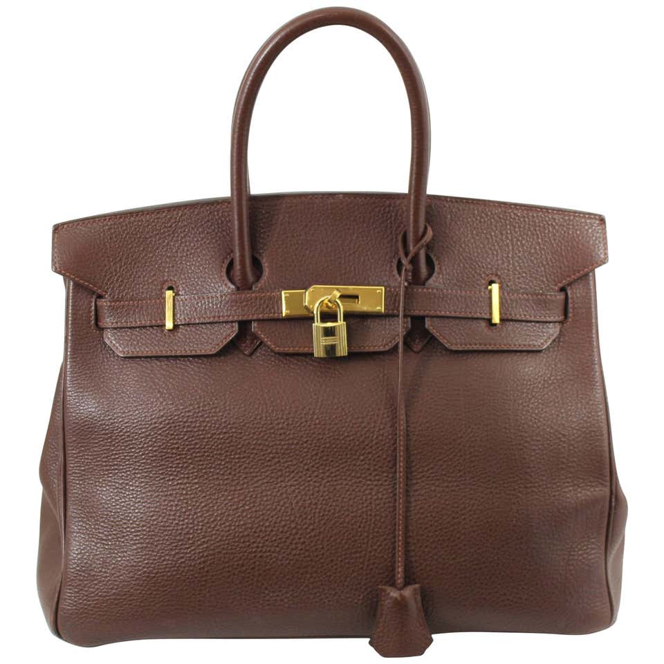 Birkin Hermes 35 in Havane Clemence Taurillon Leather For Sale at 1stDibs