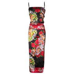 Dolce & Gabbana Museum Piece Asian Inspired Dragon Fan Print Dress, 1990s  