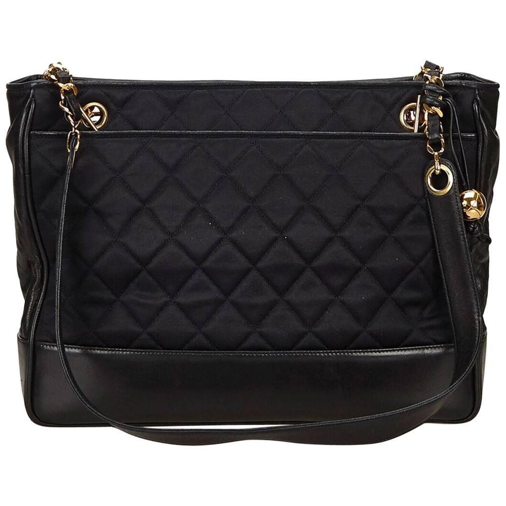 Black Chanel Quilted Nylon Shoulder Bag