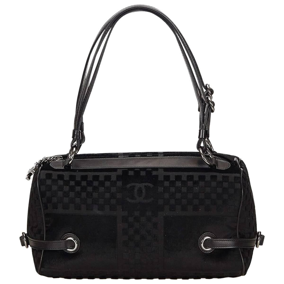 Black Chanel Velour Shoulder Bag