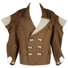 Worlds End brown pinstripe wool 'witches' double breasted jacket, AW 1983