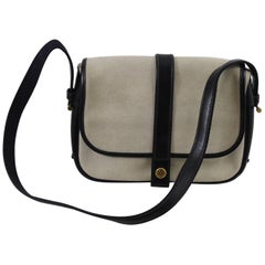 1987 Vintage Hermes Noumea Messeger Bag in Lèeather and Canvas