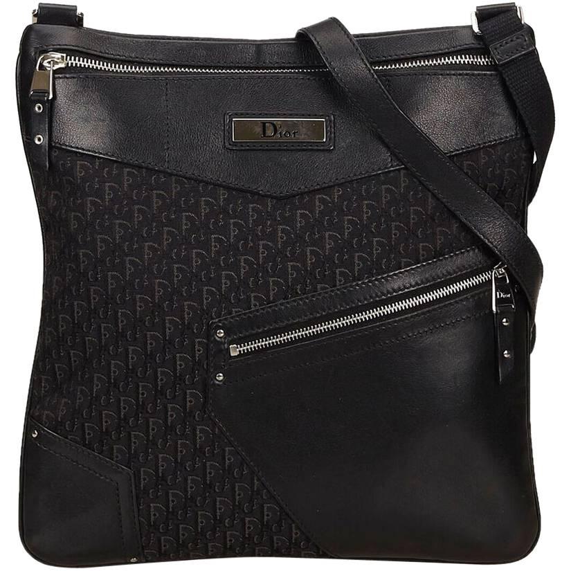 Black Christian Dior Oblique Jacquard Crossbody Bag