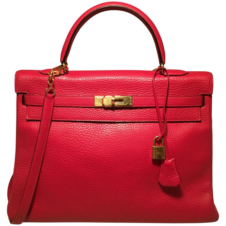 Hermes Bright Red Porosus Crocodile Birkin Bag 30 with Gold Hardware at