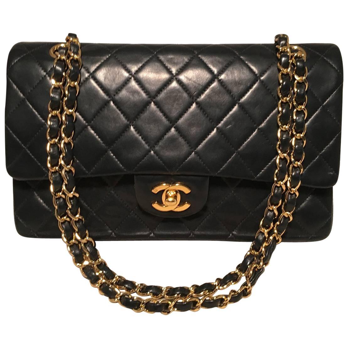 Chanel Black 10inch 2.55 Double Flap Classic Shoulder Bag