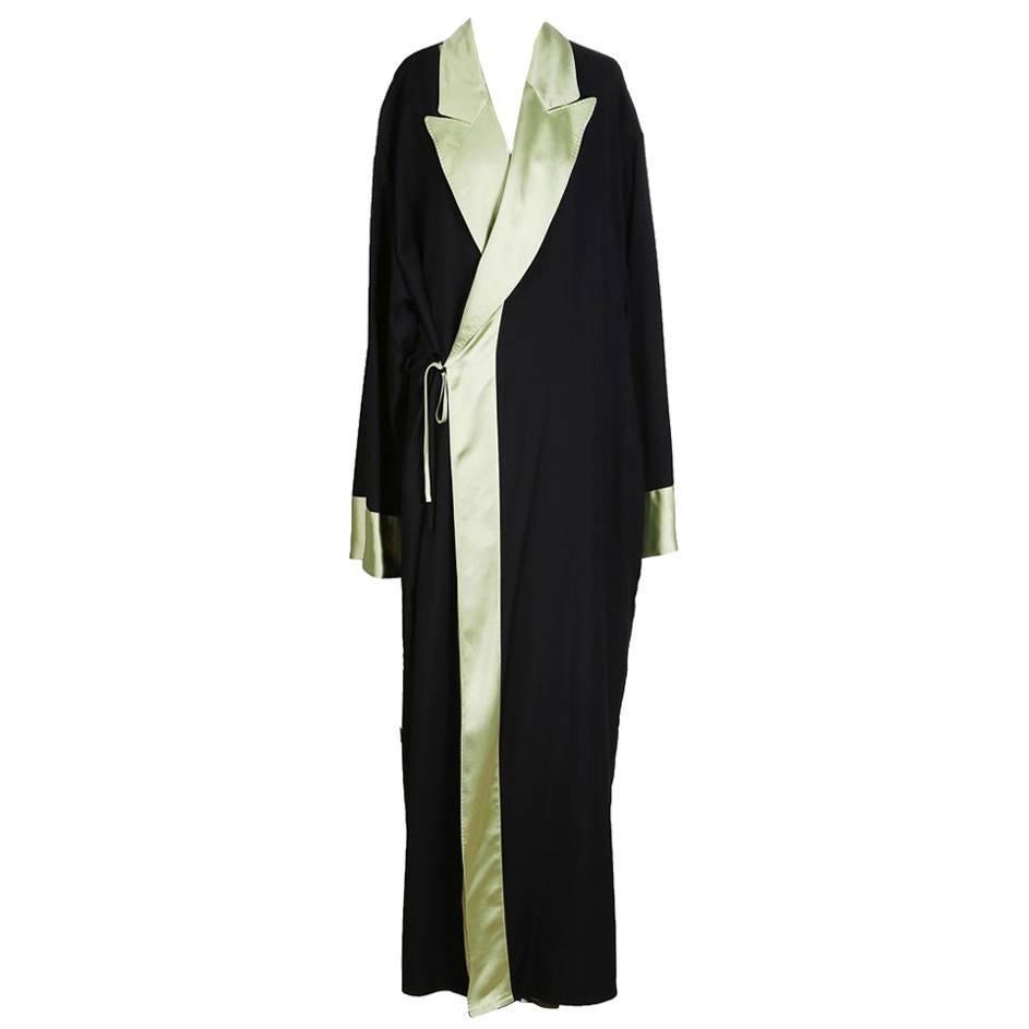 Jean Paul Gaultier Robe Coat with Contrasting Satin Lapel, circa 1990s