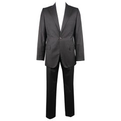 Giorgio Armani 42 Charcoal Window Pane Wool Notch Lapel 2 piece Suit