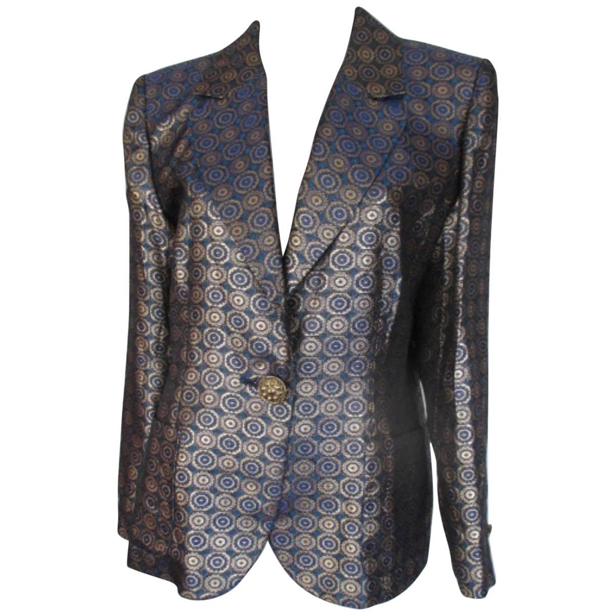 Yves Saint Laurent Gold and Blue Jacket  For Sale