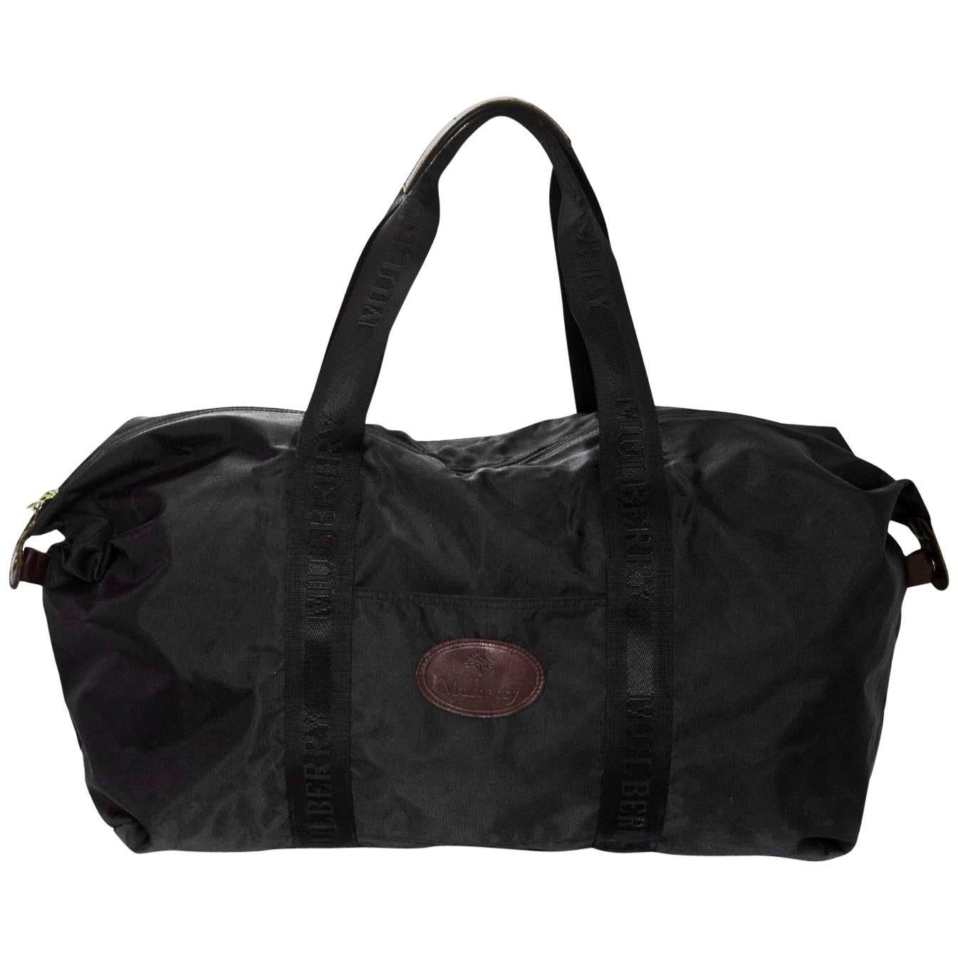 Mulberry Black Nylon Duffle Travel Bag