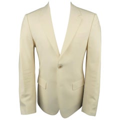 Men's ALEXANDER MCQUEEN 38 Regular Cream Wool 2 Button Notch Lapel Sport Coat