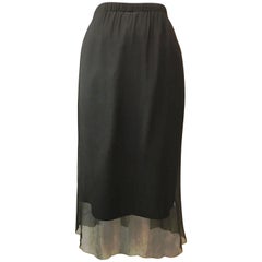 Contemporary Ports Black Sheer Crepe Silk Skirt