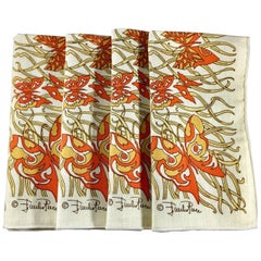 Vintage 1970s Emilio Pucci Orange and Yellow Butterfly Napkins