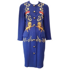 Adam Douglass Adrianna Papell Blue Embroidered Lion Jacket