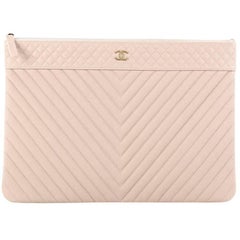 Chanel O Case Clutch Chevron Caviar Large 