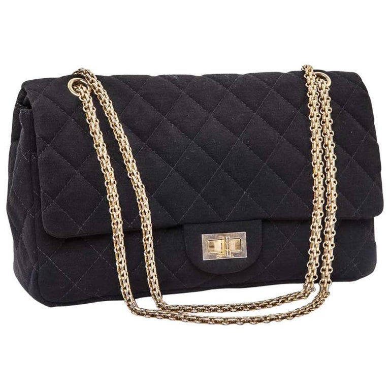Chanel 2 55 Double Flap Jumbo Bag In Black Jersey For At 1stdibs Chanel 2 55 Double Flap Jumbo Bag In Black Jersey For