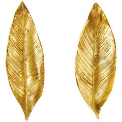 Giulia Barela Leaves Medium Earrings, 24k gold plated bronze