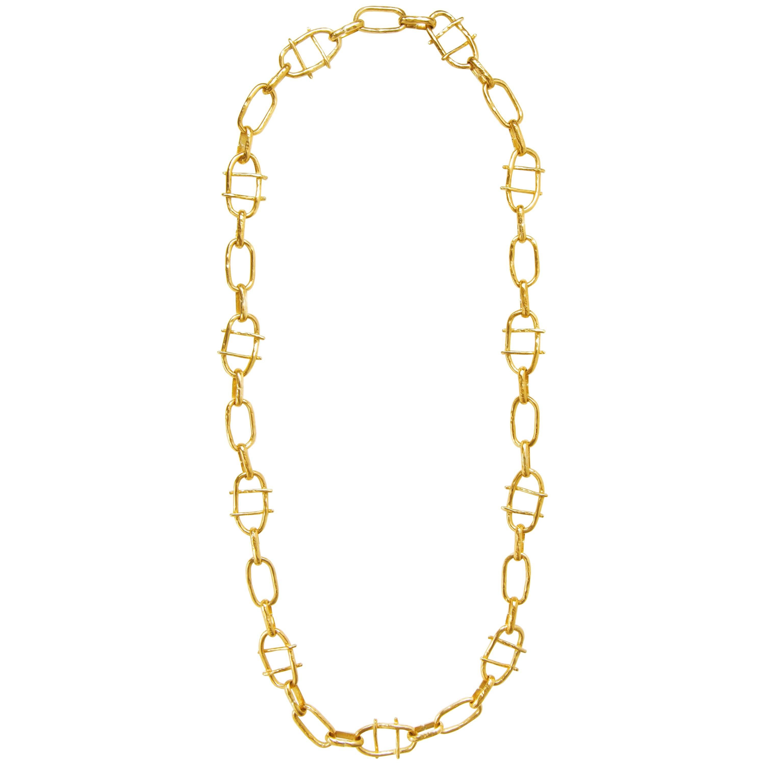 Giulia Barela 24 karat Gold Plated Bronze Capogrossi Necklace For Sale