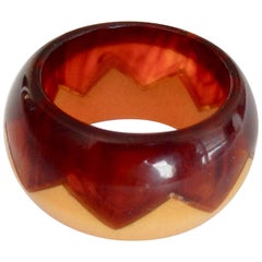 Art Deco Two-Color Geometric Bakelite Ring