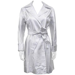 Vintage 1960s Sliver Leather Trench Coat 