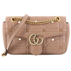 Gucci Pearly GG Marmont Flap Bag Matelasse Leather Small