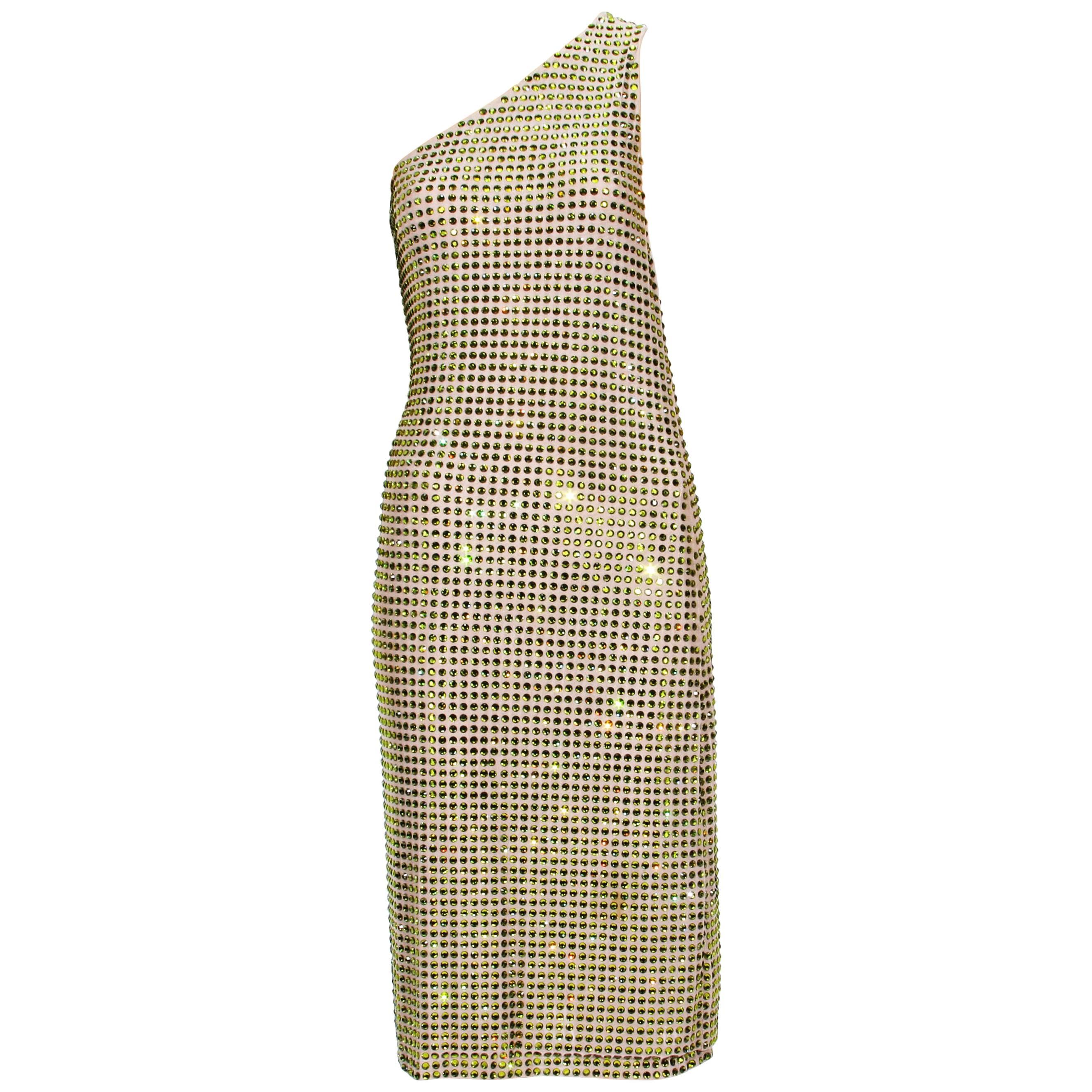 Tom Ford for Gucci SS 2000 Runway Fully Crystal Embellished Open Back Dress 42