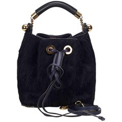 Chloe Dark Blue Fur Gala Bag