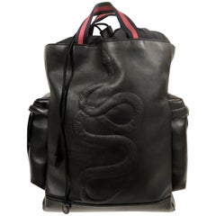 Gucci  Backpack Snake in Black Leather for men's 2017