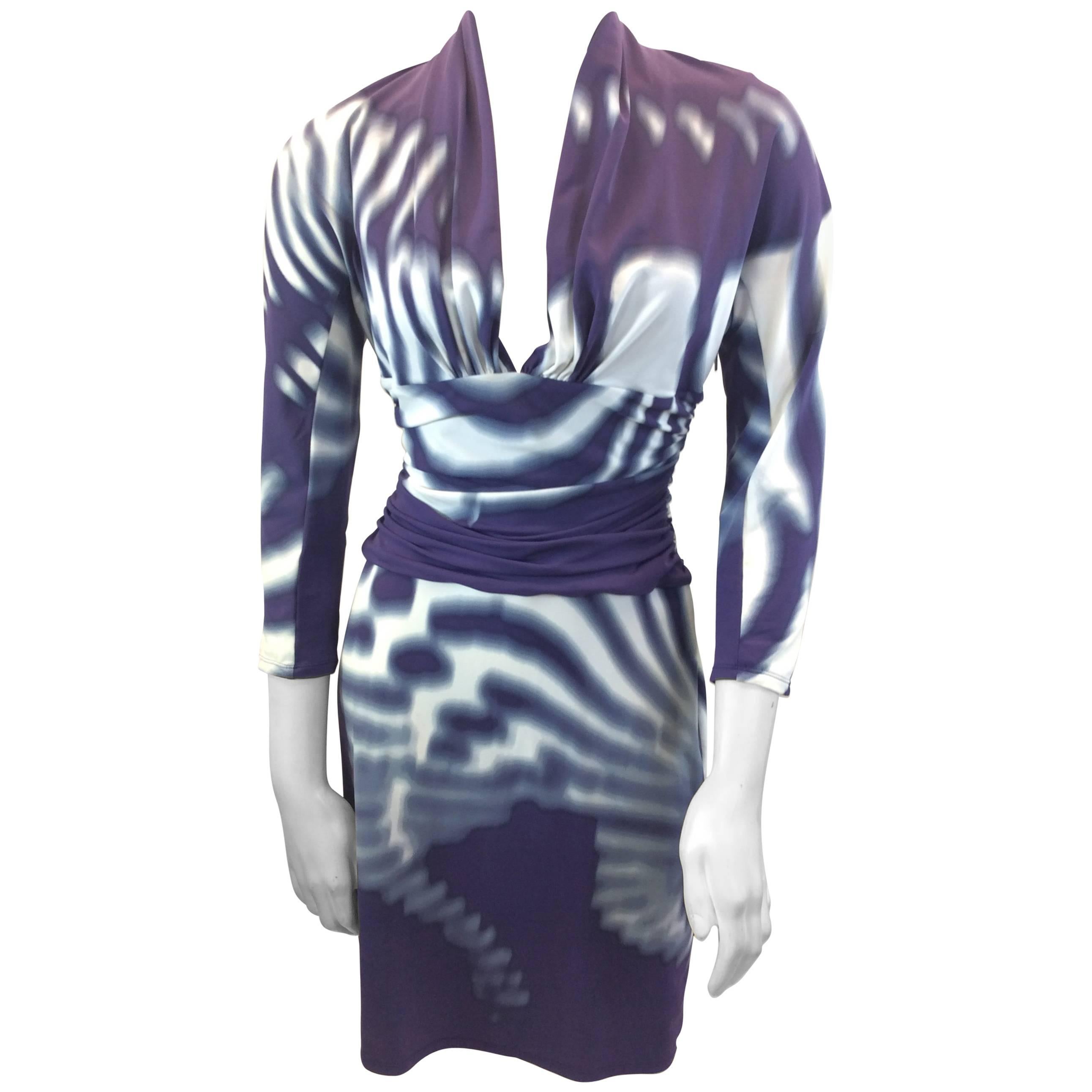 Roberto Cavalli Purple Print Dress For Sale