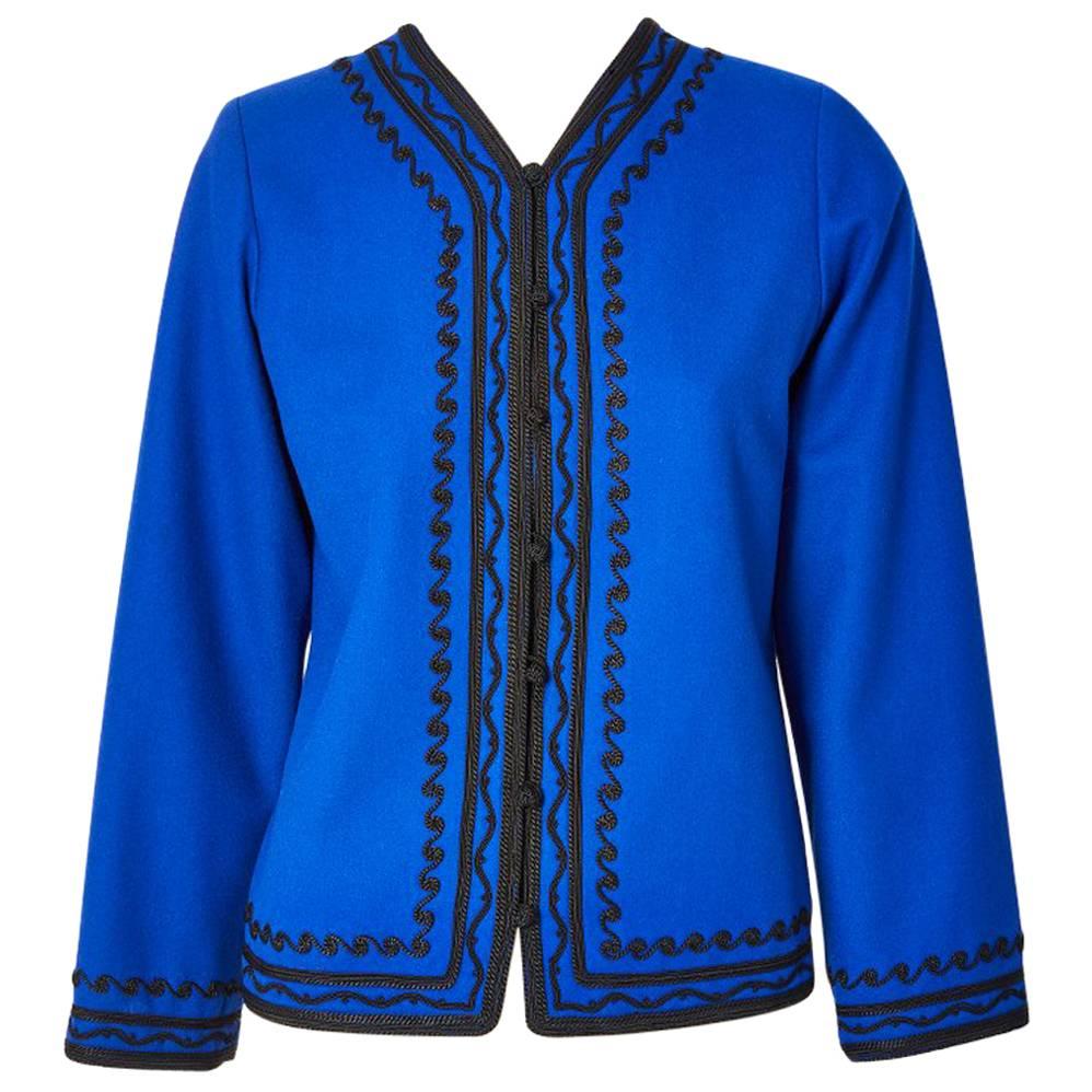 Yves Saint Laurent Rive Gauche Wool Jacket with Passementerie Detail