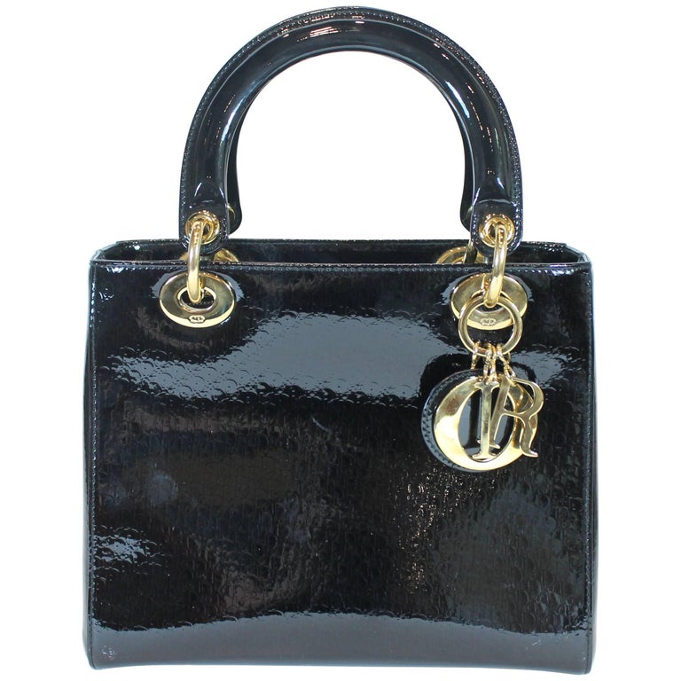 lady dior black patent leather