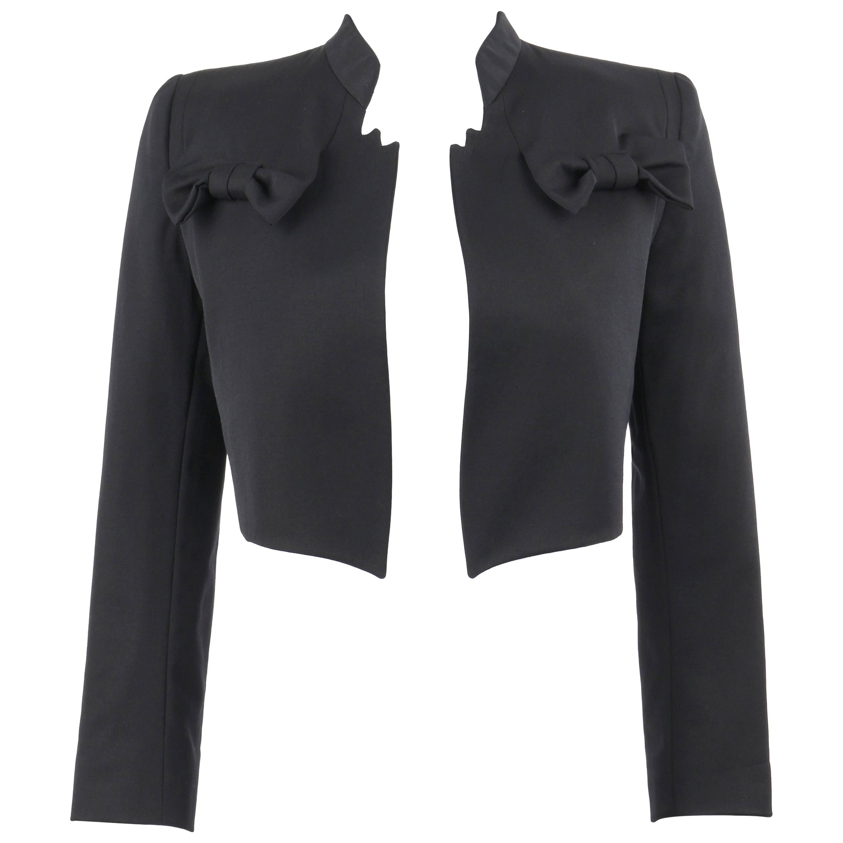 GIVENCHY Couture A/W 1996 JOHN GALLIANO Black Wool Bow Detail Cropped Jacket