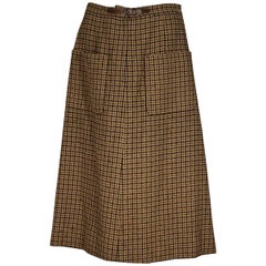 Tan Vintage Hermes Wool A-Line Skirt