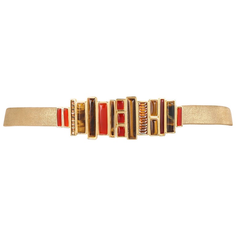 Ceinture Vintage Judith Leiber - 2 Grenouilles Métalliques Or/argent - Yeux Onyx Et Jade