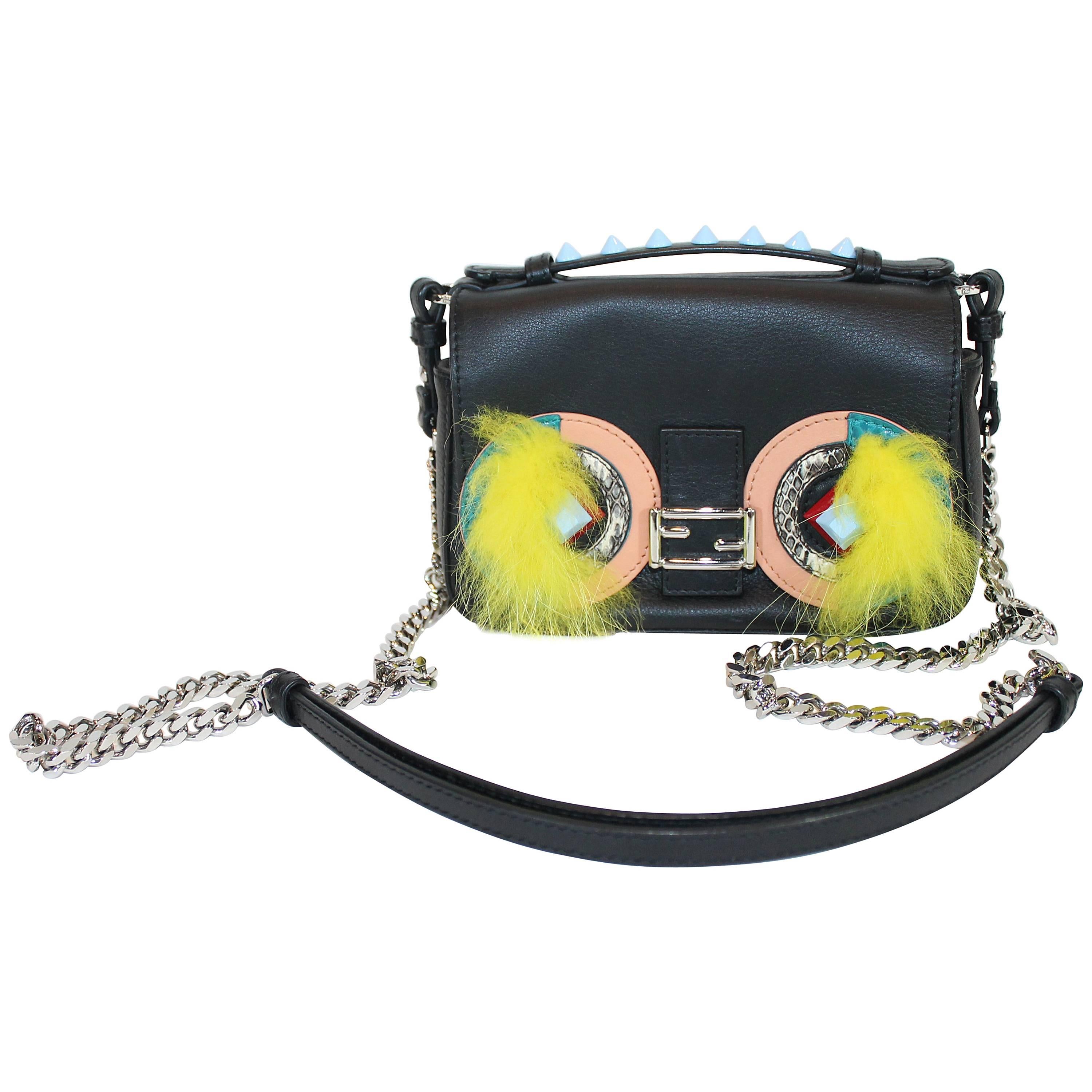 Fendi Baguette Micro Double-Sided Monster Crossbody Bag For Sale