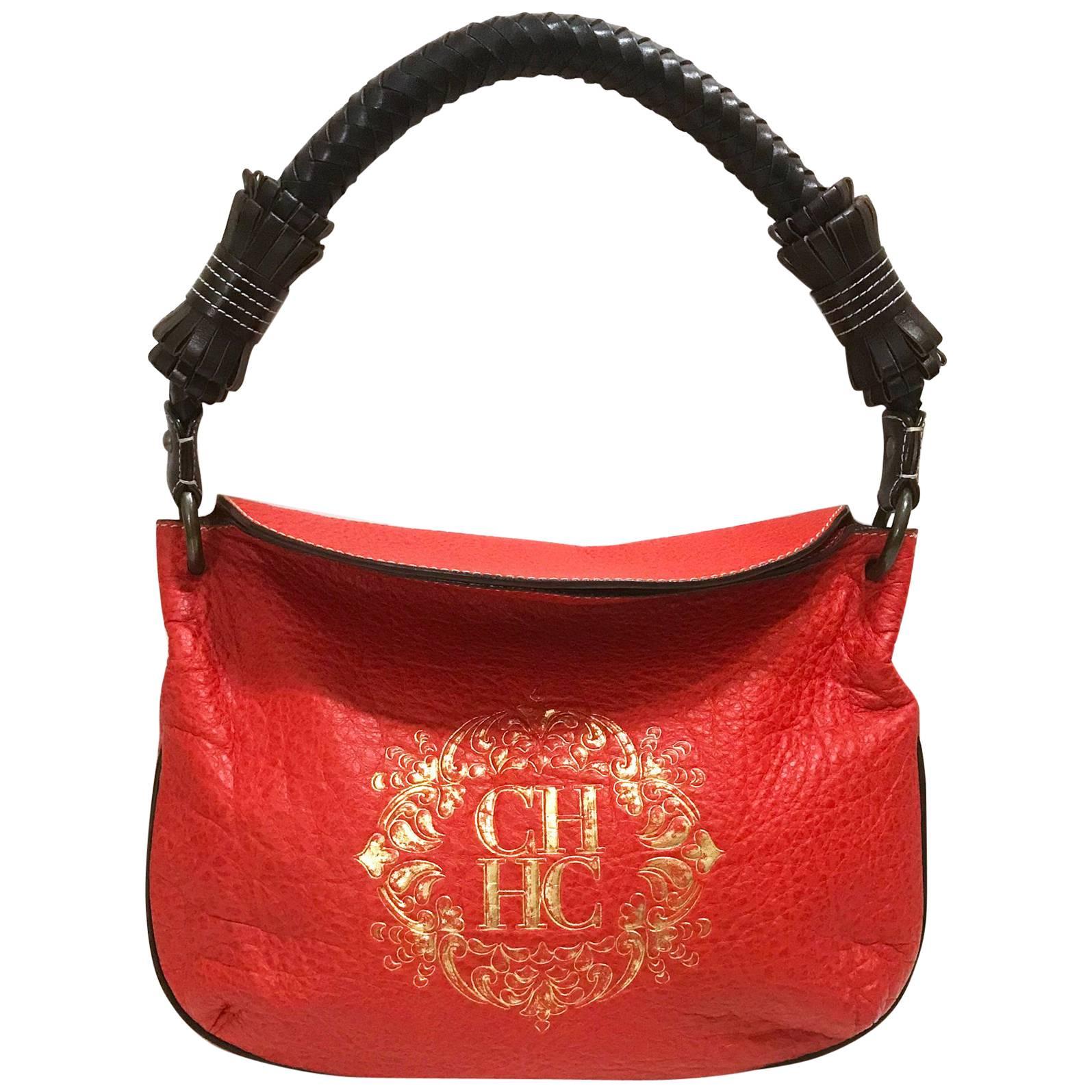 Carolina Herrera red hobo bag For Sale