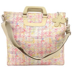 Chanel Multicolor Canvas XL 2 way Shoulder Tote Clover Bag 