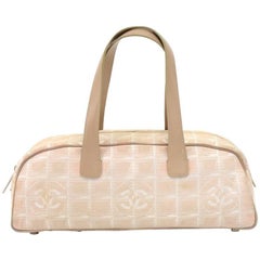 Chanel Travel Line Beige Jacquard Nylon Mini Boston Bag 