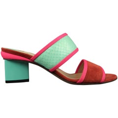 NICHOLAS KIRKWOOD Size 6 Mnt Snakeskin Pink & Brick Suede Sandals