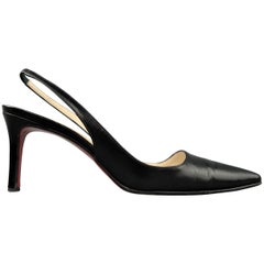 CHRISTIAN LOUBOUTIN Pumps - Size 6 Black Leather Pointed Slingback Heels