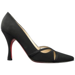 CHRISTIAN LOUBOUTIN Heels Pumps Size 6 Black Fabric Cutout Pointed Toe Shoes