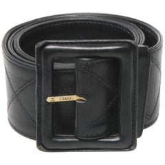 Chanel black leather belt