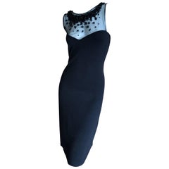 Christian Dior Classic Black Cashmere Cocktail Dress w Jeweled Collar by Lesage
