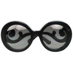 Prada Black Round Lens Baroque Swirl Arm Sunglasses at 1stDibs | prada swirl  sunglasses, baroque sunglasses